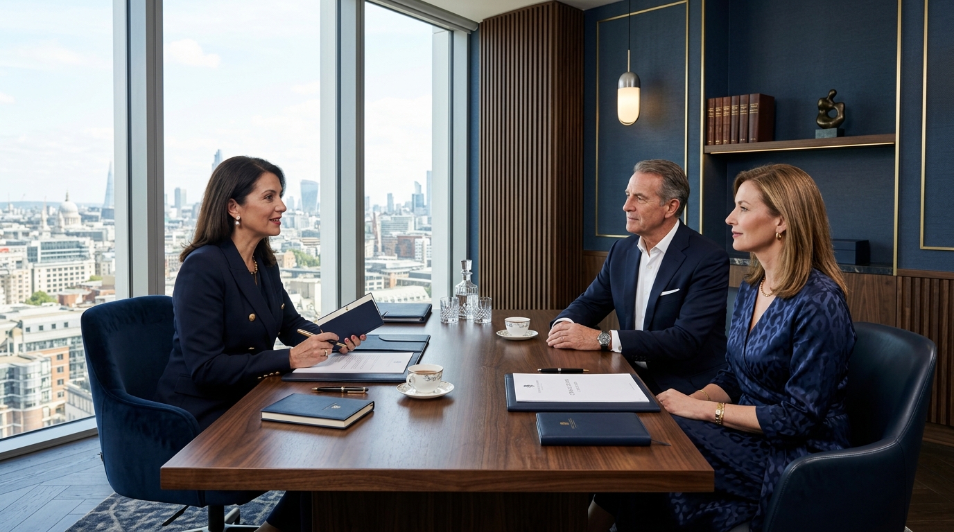 High-end professional financial consultation setting